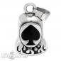 Preview: Edelstahl Biker-Bell Pik-Zeichen mit Flammen Ace of Spade Ride Bell Biker Geschenk